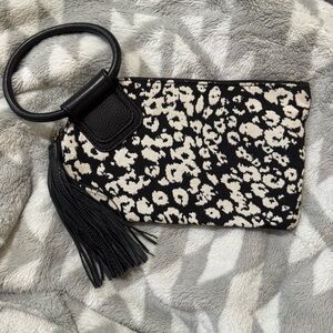 Hobo Sable wristlet in black and white leopard print